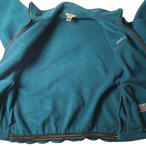 Vtg USA Cabelas Fleece Polartec Jacket Zippered Men's Size Large 90's Teal Green - Picture 2 of 9